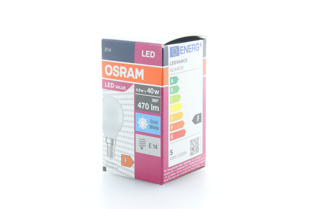 OSRAM ΛΑΜΠΑ LED ΣΦΑΙΡΙΚΗ Ε14 4.9w 4000K (ΨΥΧΡΟ ΛΕΥΚΟ)