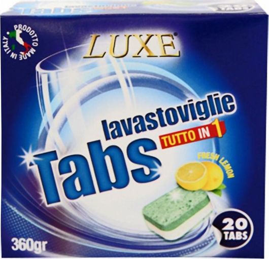 Luxe All-in-One 20 Κάψουλες Πλυντηρίου Πιάτων με Άρωμα Λεμόνι